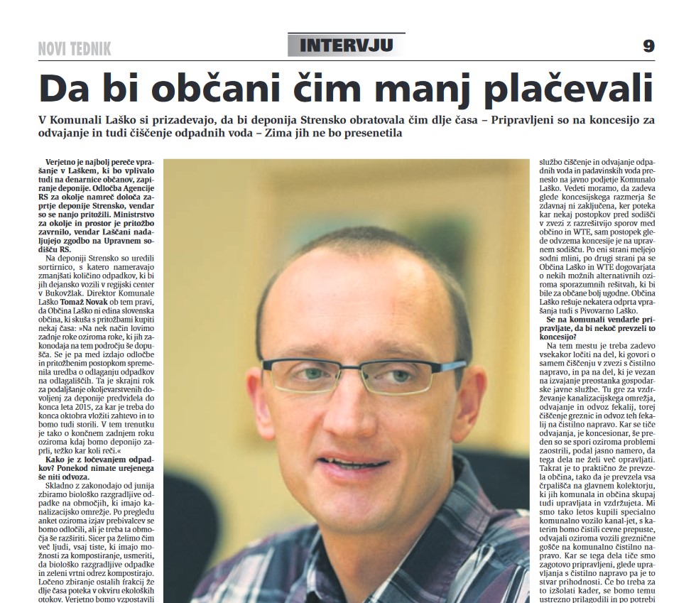 20120413 Novi tednik st. 30 13.04.2012 Odvoz odpadkov v Laskem